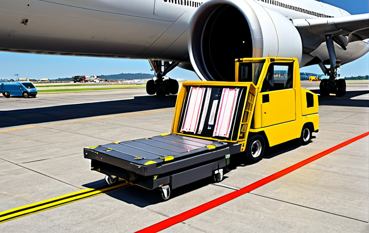 **Image of Airport Cargo Handling:** Speedy and precise cargo handling at an airport, showcasing the heart of logistics with modern technology like barcode scanning and efficient loading into an aircraft.