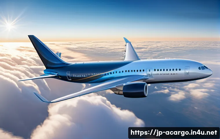 항공화물 운송에서의 환경 보호 전략 - A modern cargo airplane equipped with advanced turbofan engines featuring optimized blade shapes and...