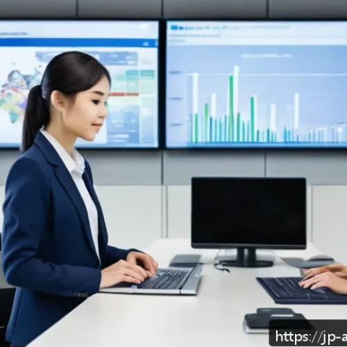 항공화물 전문가의 자기 계발 전략 - A modern office scene in an airport cargo logistics company, showing diverse Japanese professionals ...
